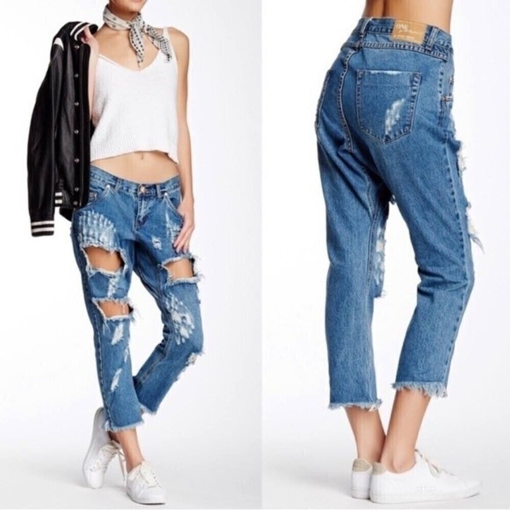 one teaspoon lonely boys distressed drop crotch low waist tapered leg jeans